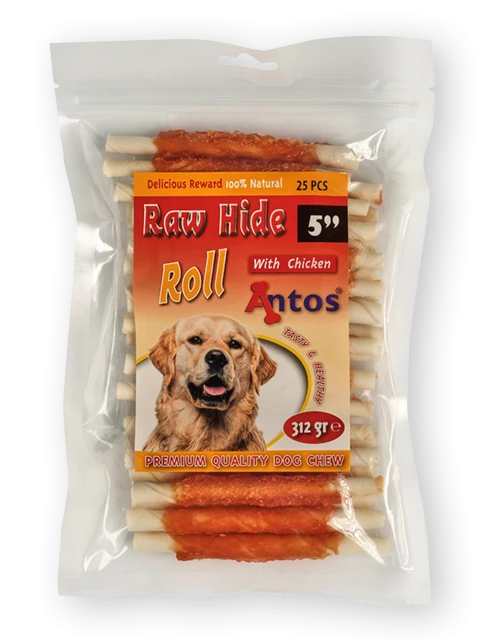 Raw Hide White + Chicken Roll 5" 25 pces